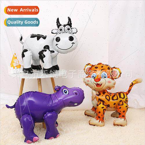 Cartoon assembly cow hippo leopard aluminum film balloon ani