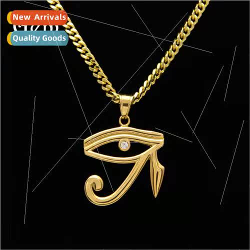 stainless steel Gold Eye Pendant Hip Hop Necklace Fashion Hu