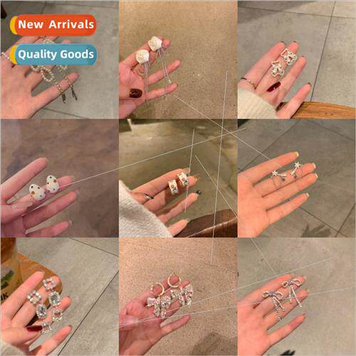 Koreasilver needle earrings female ins tide feeling long tas