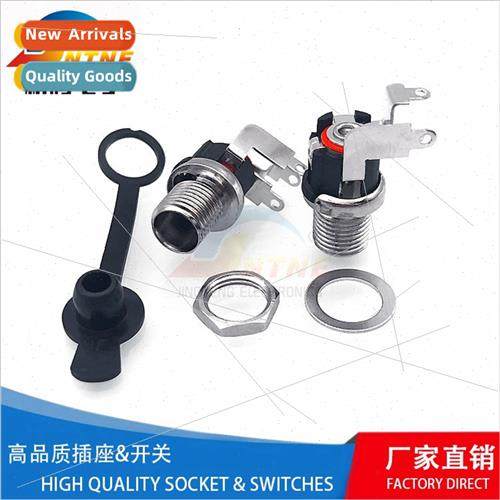 Threaded 8.0mm long curved leg 90 degree DC5521 DC socket wh