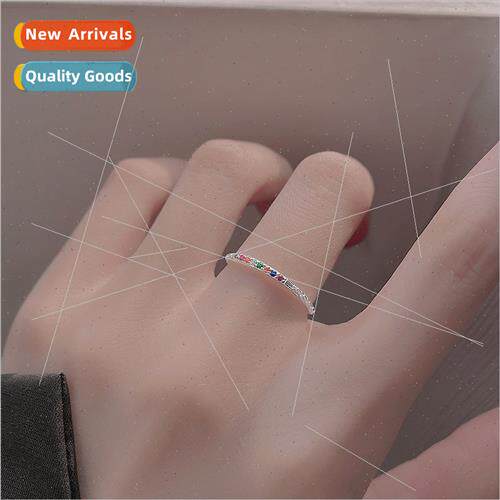 Fine Diamond Rainbow Ring Female Dopamine Color Diamonds Ope