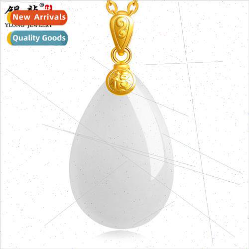 gold inlaid wada whe jade drop pendant