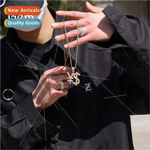 Europe Diamond Dollar Money Symbol Necklace Men Hip Hop Pend