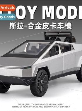 Boxed 1:28 Tesla pickup truck alloy model back to sound ligh