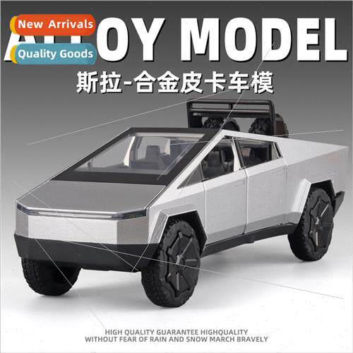 Boxed 1:28 Tesla pickup truck alloy model back to sound ligh