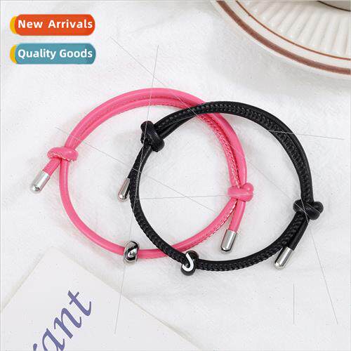 Europe New black whe circle heart pendant PU leather couple