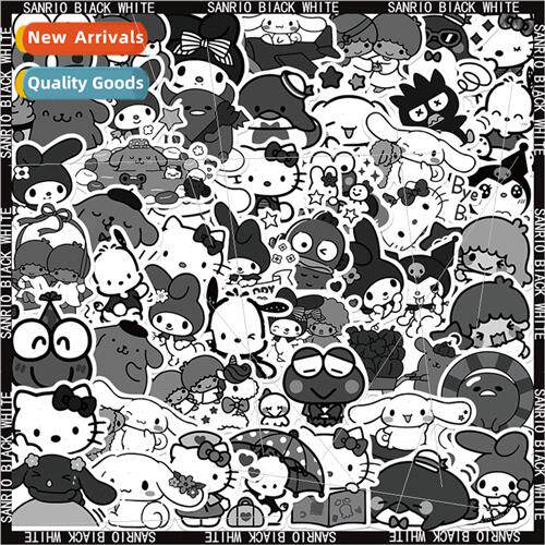 50 Cute Sanrio Mixed Black Whe Cartoon Stickers Decorative N