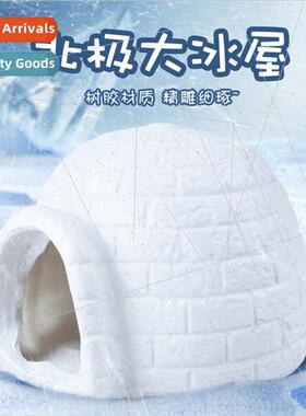 Resin arctic snow house fish shrimp dodge ice room aquarium