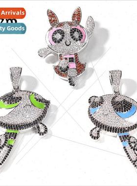 Cartoon hundred matching Powerpuff Girls pendant hip hop cop