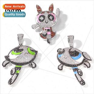 Cartoon hundred matching Powerpuff Girls pendant hip hop cop