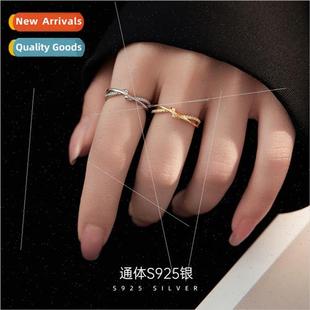 S925 lver mple Knot Ring Female che Tangled Intertwined Inde