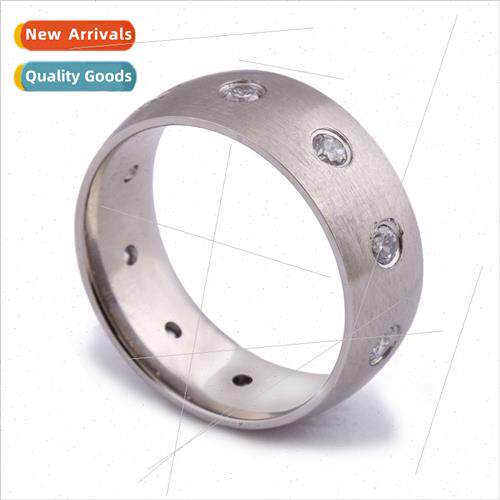 Europe mple 8MM Symmetrical Diamond Set Tanium Steel 304 Rin