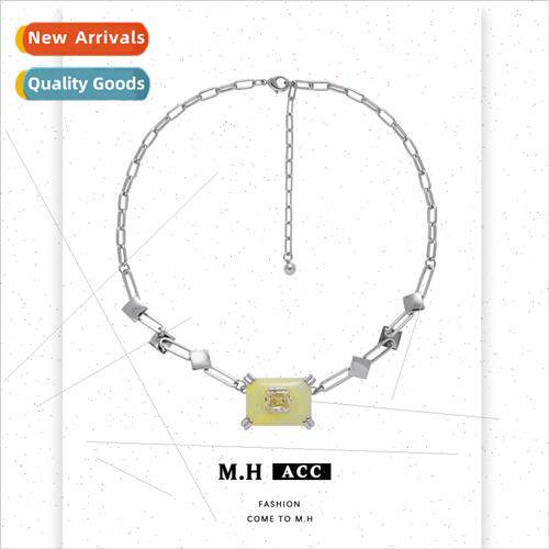 mple geometric square necklace women cold wind sweater chain