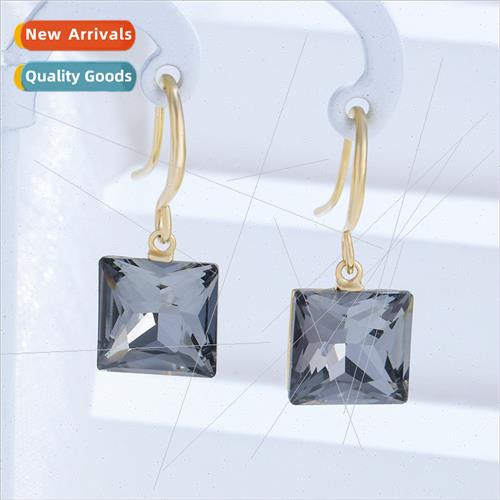 mple blue crystal earrings S925 silver pin earrings copper p