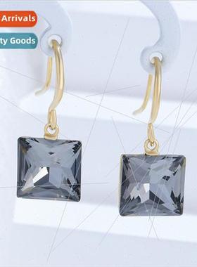 mple blue crystal earrings S925 silver pin earrings copper p