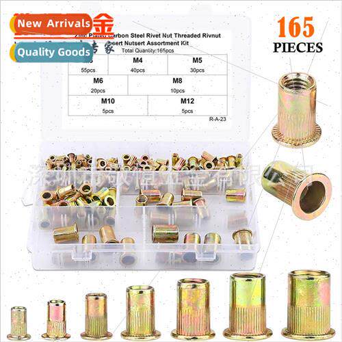 165pcs M3M4M5M6M8M10M12 color zinc flat head rivet nut combi