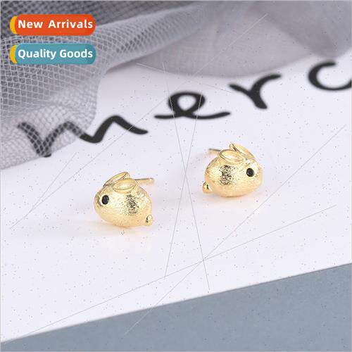 s925 silver Mori pink rabb earrings cute playful animal earr