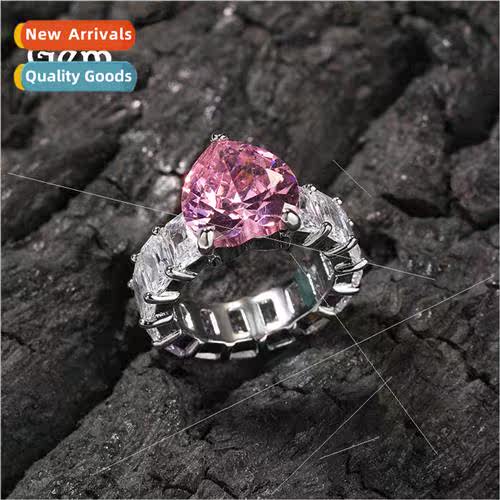Europe ins heart ring gold copper inlaid zirconia new tide h