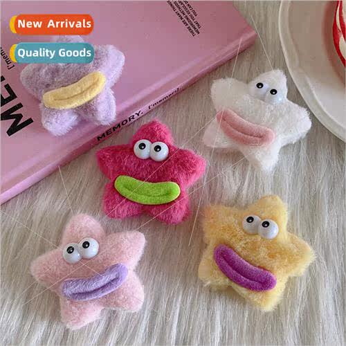 Woolen quirky hair clips cartoon big mouth hair accessories