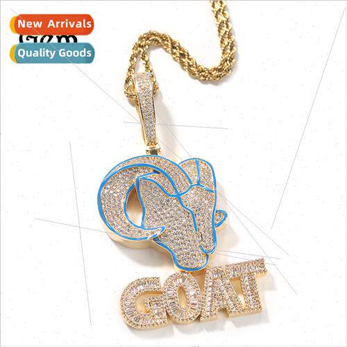 Goat Animal Diamond Pendant Men Hip Hop Necklace Hundred Cop