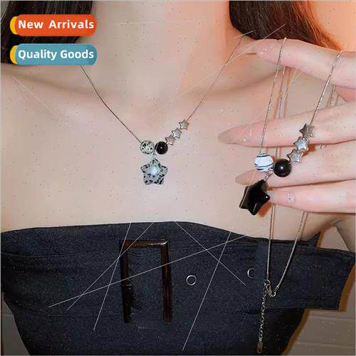 Dark wind raw stone acrylic pentagram star necklace fashion