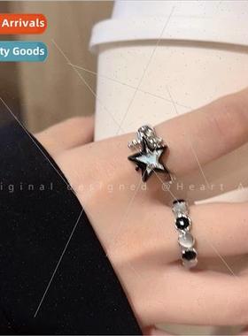 Color clashing lucky star cat eye stone open ring female new
