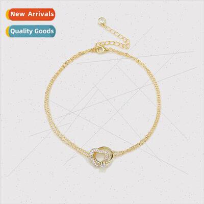 Love ring ring 925 silver anklet women vintage simple fashio
