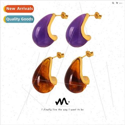 Europe red brown dark purple sense drop earrings elf antique