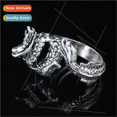 Men Adjustable Heads Up Dragon Ring Fashion Sculpture  Men A