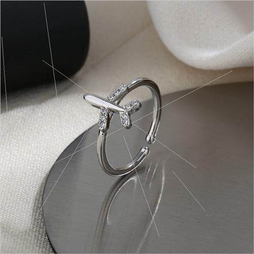 Childhood paper airplane index finger ring Korea set zirconi