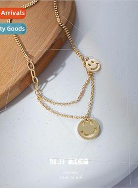 Smiley Necklace Women Hip Hop Delicate Sweater Chain Europe