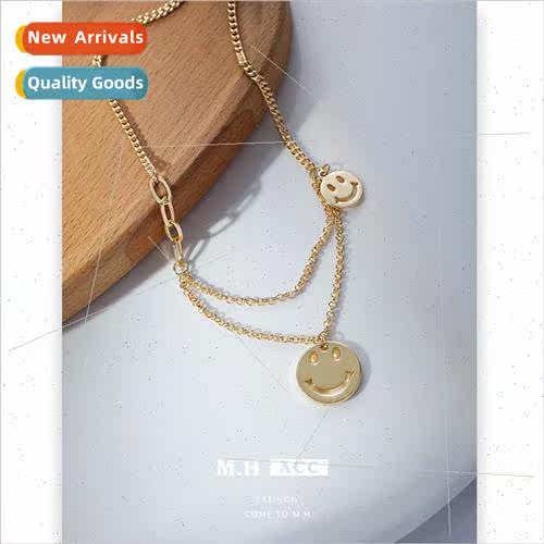 Smiley Necklace Women Hip Hop Delicate Sweater Chain Europe