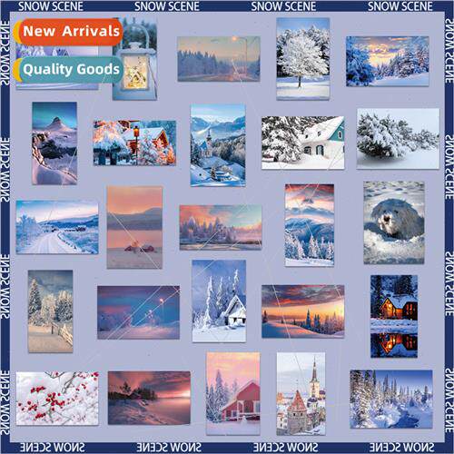 50 romantic snow scene stickers diy handbook guar luggage co
