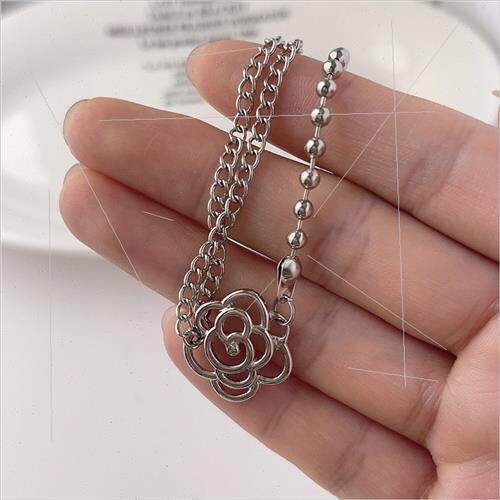 Rose double layer patchwork bracelet ins simple asymmetric s