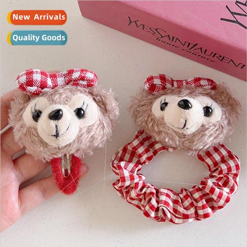Korea cute hair rope girl plush headbcartoon wool bb clip re