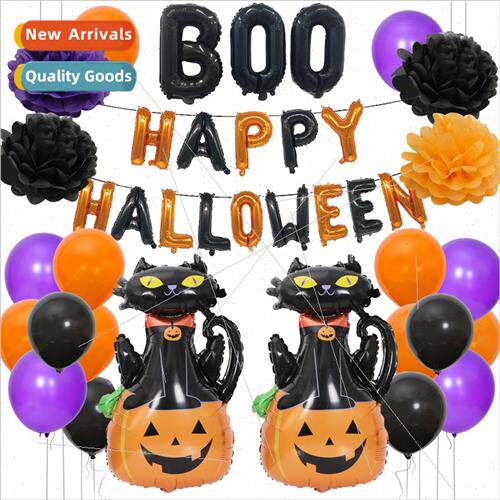 Halloween BOO Alphabet Balloon Set Pumpkin Black Cat Owl Pur