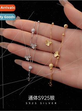 925 lver Three ves Wh Apricot Double Layer Ginkgo Biloba Fro