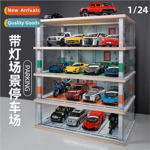 Puzzle 1:24 simulation wooden parking garage scene car model