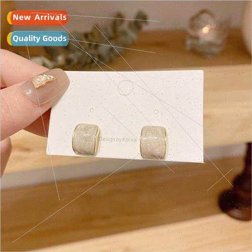Korea niche drip glaze whe S925 silver pin earrings female w