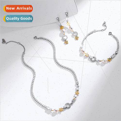 Copper plated wh zirconium star necklace set women couple gi