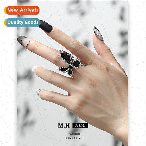 Butterfly ring female black astral body niche dark wind inde