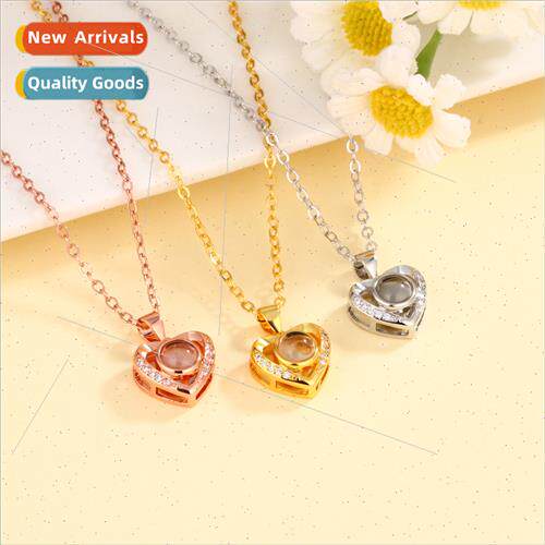 I Love You Projected Heart Necklace Women Fashion mple Heart