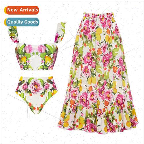 2023 Europe New High Waist Printed Bikini Vacation Beach Swi