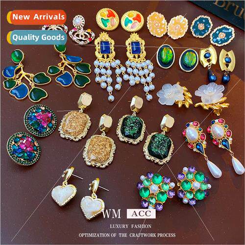 Flower love pearl oval earrings lerary retro earrings fashio