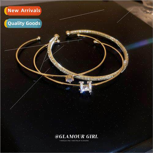 zirconia circle letters open bracelet niche fashion bracelet