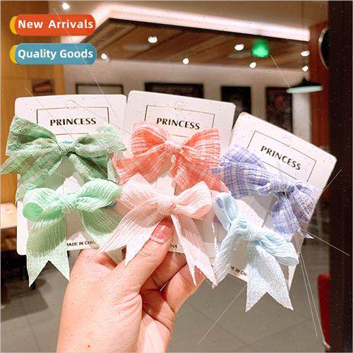 hair clips baby cute cloth pleated bow hair accessories prin