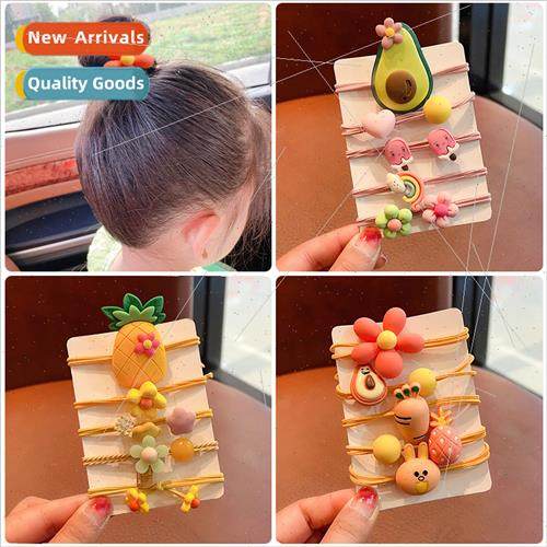 children hair rope cartoon avocado bow flowers fivepcs rubbe
