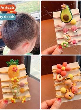 children hair rope cartoon avocado bow flowers fivepcs rubbe