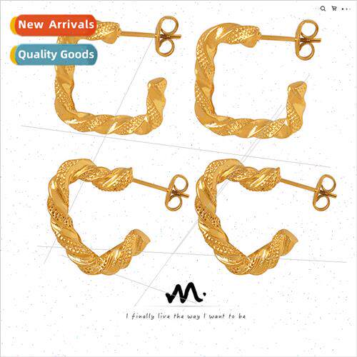 tanium steel ins nd fashion earrings polygonal twisted geome