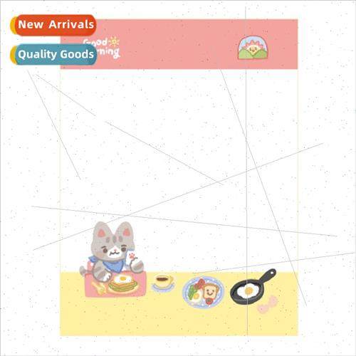 Korea cute BM-105 cat eating breakfast notes whout glue deco